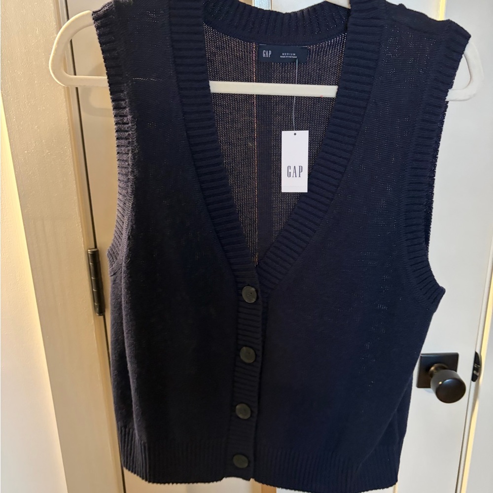 GAP Women's Deep Blue V-Neck Sweater Vest